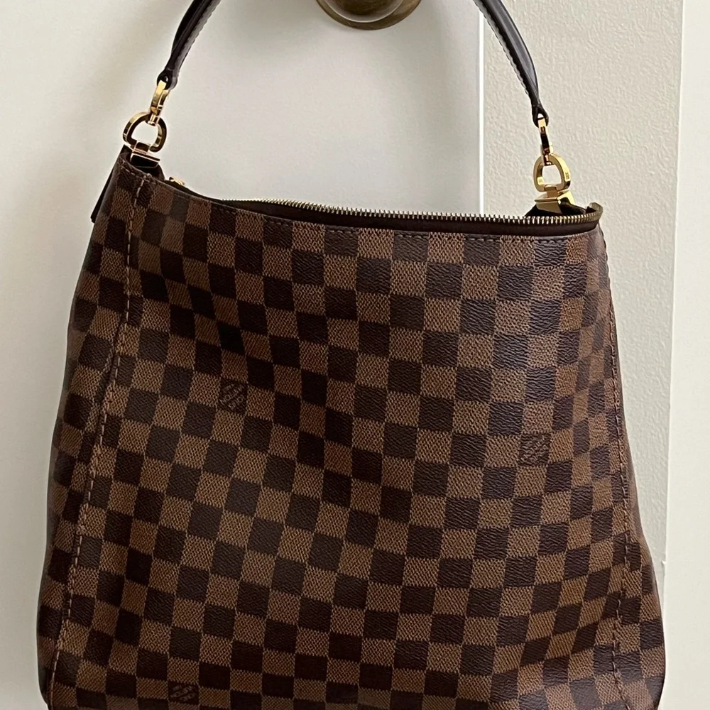 Louis Vuitton Brown Damier Ebene Shoulder Hobo with Gold Hardware
